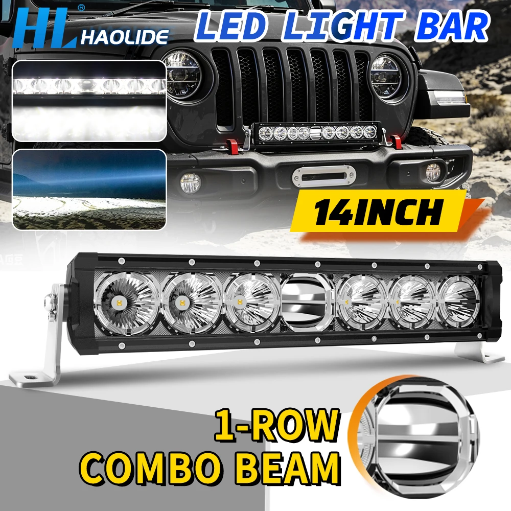 UNISHINE 14 Inch LED Light Bar 1200M Long Range Spot Projector IP68 DRL Driving Lamp Fit For UTV ATV Truck off-road use 12V 24V