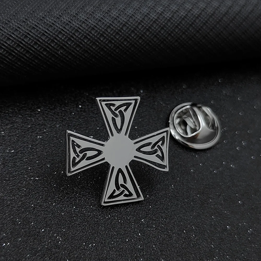 Gentleman Vintage Cross Brooch Celtic Cross Metal Lapel Pin Men's Shirt Suit Cufflinks Brooch Accessory