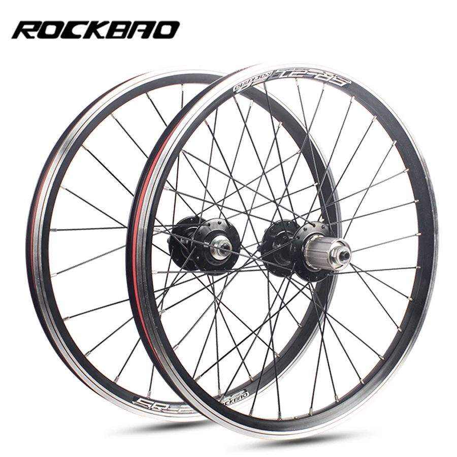 ROCKBAO Folding Bike Wheels 406/451 20 Inch Disc/V Brake Wheelset 2Bearings 100/135mm Wheel Set BMX Bicycle Wheel Set