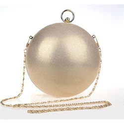 Famous Brand Design Fashion Pearl Ball Shape Evening Bags Cute Gold Silver Paty Round Globe Handbags Shoulder Bag Woman Purse