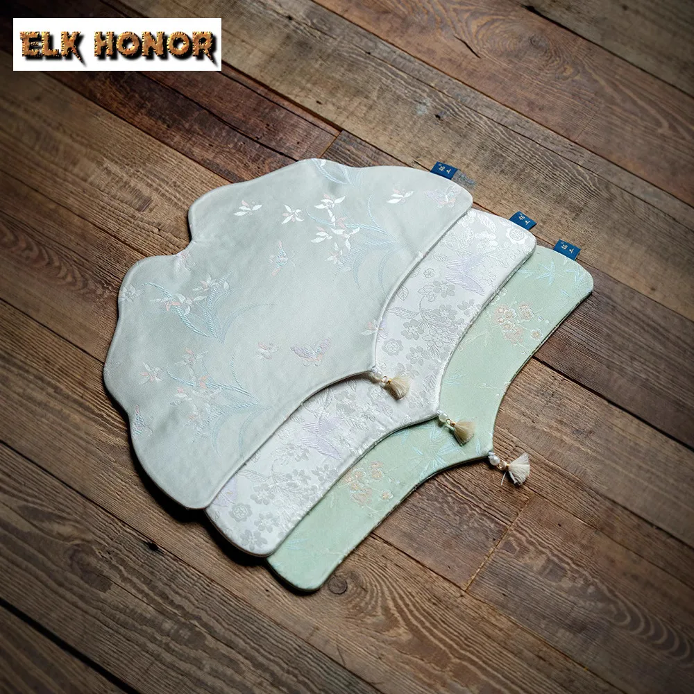 Ginkgo Leaf-shaped Brocade Flowers Tea Table Mats Japanese Drink Coaster Dinner Table Cloth Mat Tea Services Accessories Gift