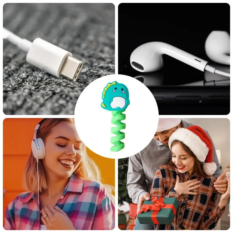 ตัวจัดระเบียบสายชาร์จซิลิโคนสัตว์สำหรับสายชาร์จอุปกรณ์ประหยัดสายไฟน่ารักสำหรับสายชาร์จ USB สีสันสดใส