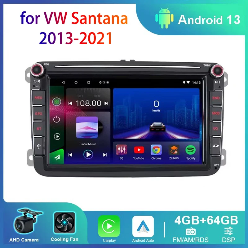 8'' For VW Santana Skoda Octavia Golf Touran Passat B6 Polo Jetta Car Stereo Radio Apple Carplay Android 13 Head Unit