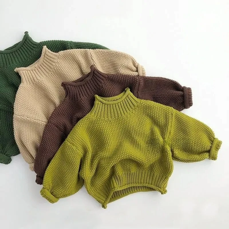 2025 Autumn 2-8 Years Girls Boys Casual Loose Knitting Sweaters Kids Warm Cardigan