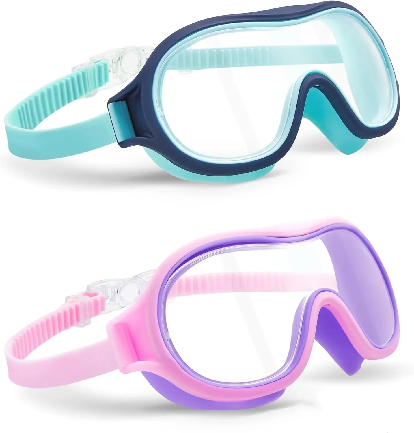 

2-piece set of swimming goggles for children aged 3-15, anti fog, anti UV, wide-angle waterproof