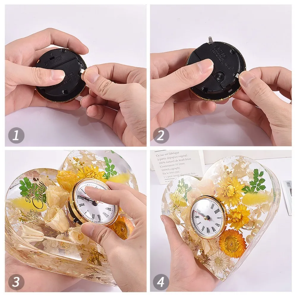 Heart Shaped European Clock Ornaments Crystal Epoxy Resin Mold DIY Love Valentine Vertical Table Clock Pendulum Silicone Molds