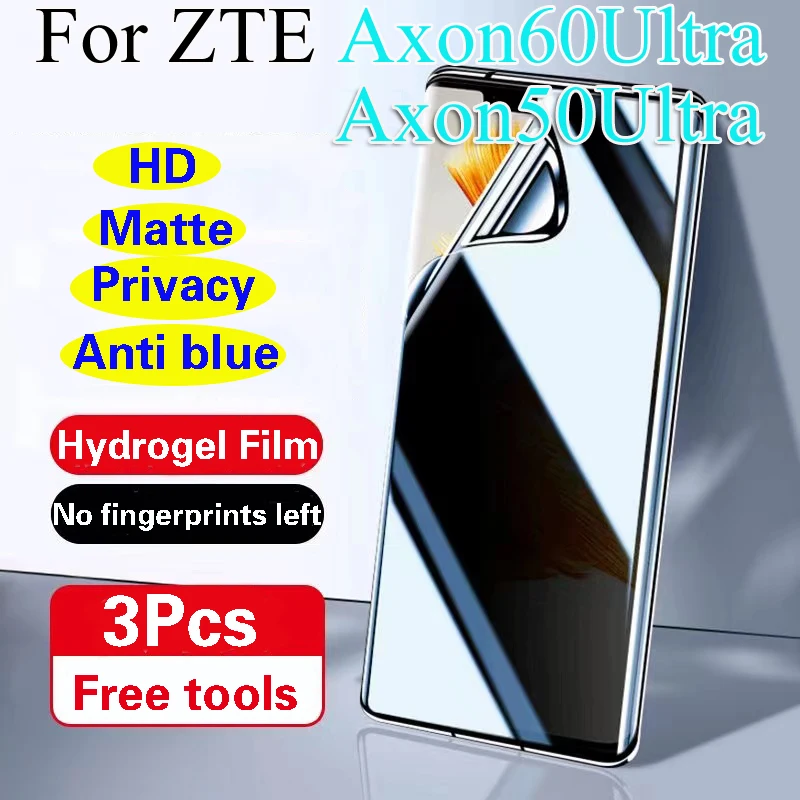 Axon60Ultra Matte Screen Protector For ZTE Axon 50Ultra Privacy Hydrogel Film Axon50Ultra Antipeeping Full Coverage HD Blue Soft