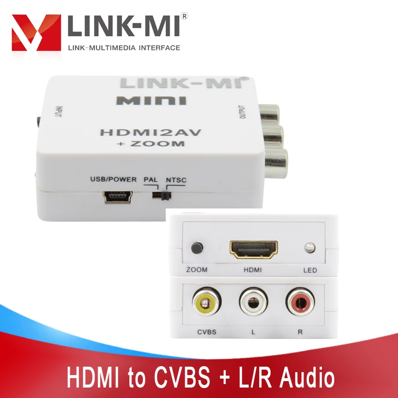 LINK-MI HA04 MINI HDMI to CVBS Converter HDMI to AV Mini Box HD signal audio and video output NTSC and PAL two TV format HDMI1.3