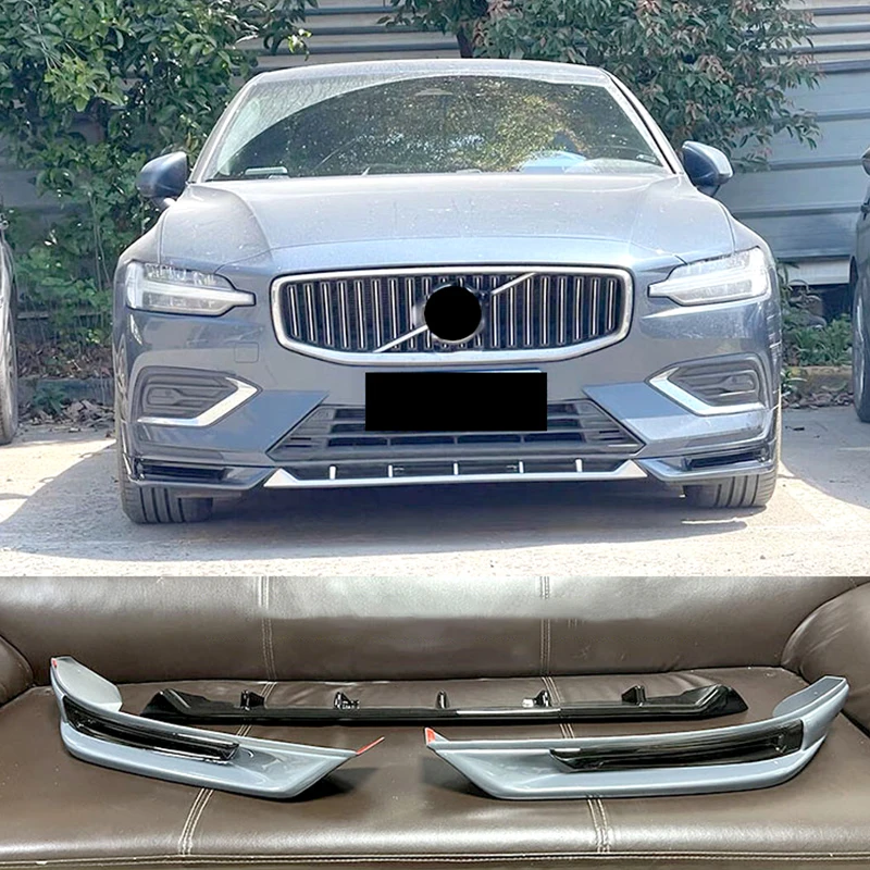 For Volvo S60 V60 Front Bumper Split Lip Body Kit Spoiler Diffuser Deflector 2020-24 High Quality Sports Modification Accessory