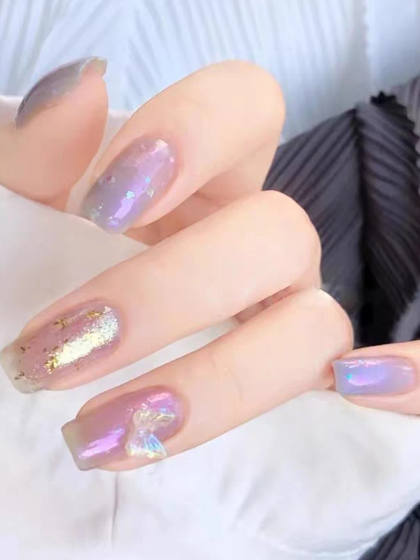 Juego de polvos para uñas Aurora de 6 piezas, pigmento camaleón holográfico de espejo metálico para decoración de uñas de sirena, esmalte de gel y inmersión