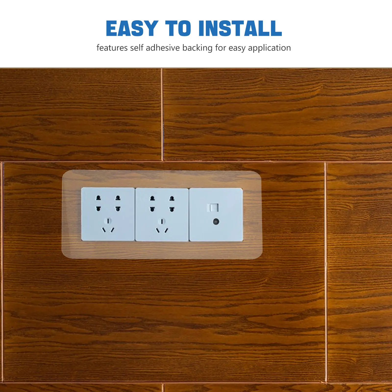 Self Adhesive Transparent Acrylic Switch Plate 3 Gang Outlet Protector Wall Socket Frame Cover for Kitchen Bathroom