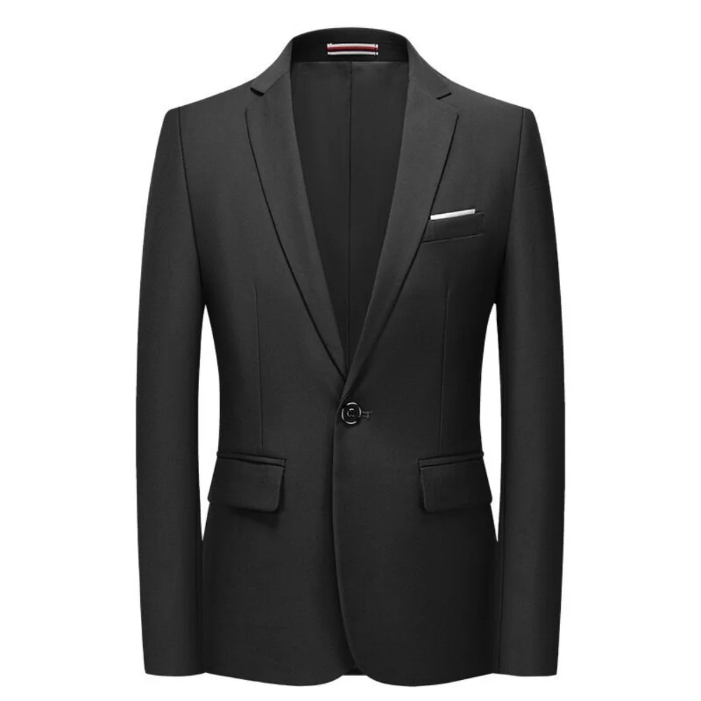 Männer Solide Business Blazer Kerbe Revers Casual Anzug Jacke Formale Mode Hochzeit Mantel Männlich Traje De Hombre