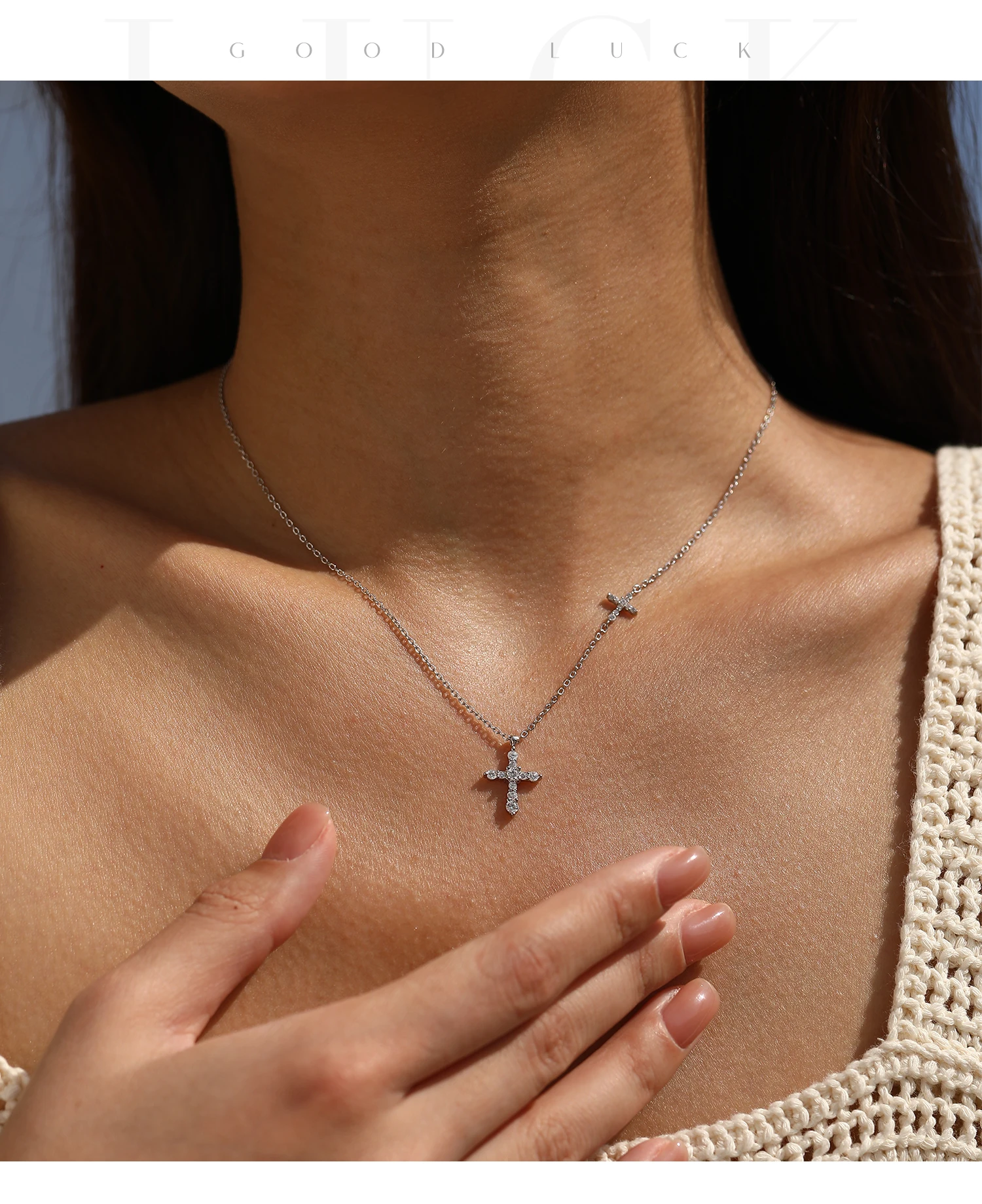 MODIAN Lab Diamond Moissanite Double Layer Stars Necklace 925 Sterling Silver Twist Line Pendant Necklace For Women Fine Jewelry