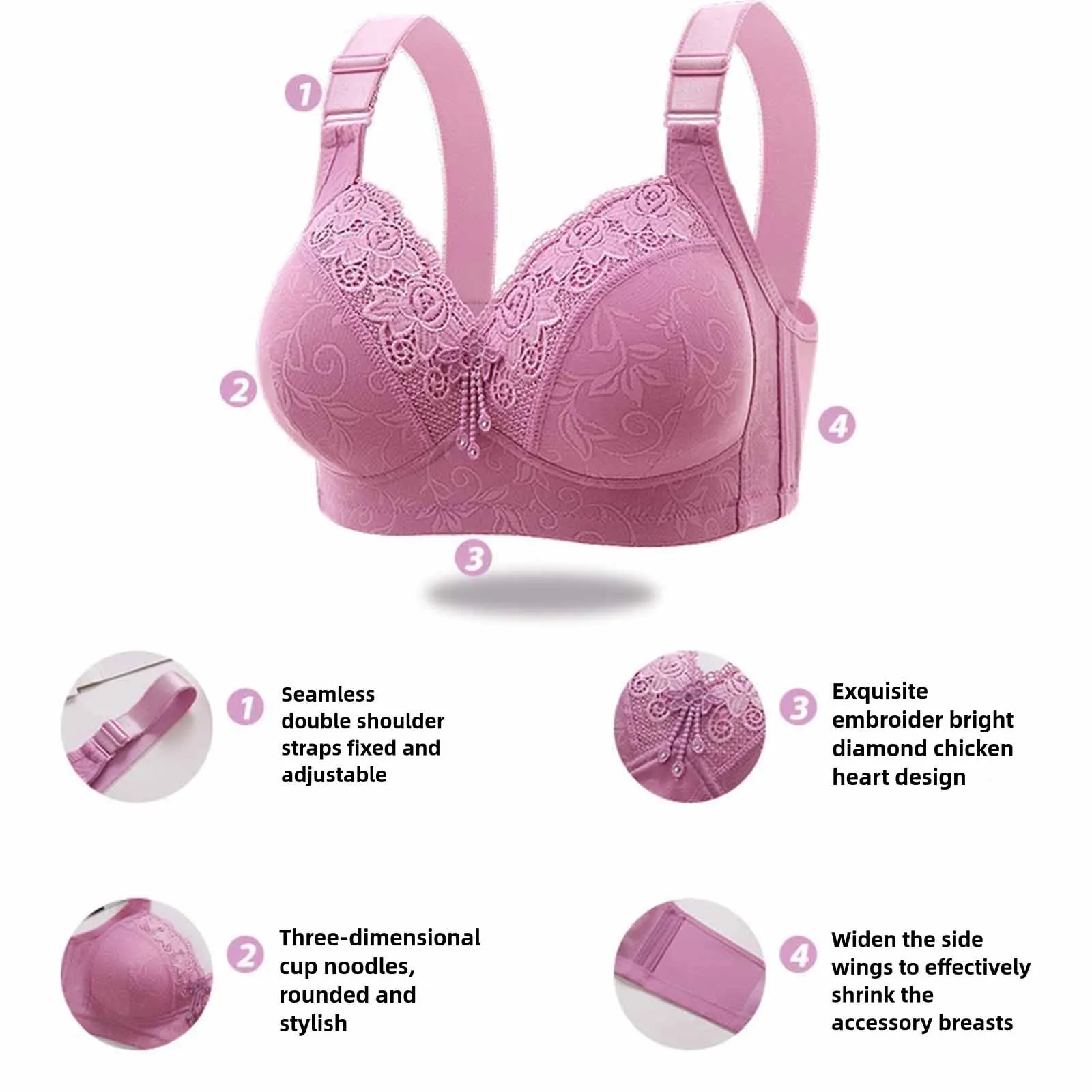 Women Wireless Free Bra Comfortable Non-slip Push-up Sports Bra with Wide Shoulder Straps Chest Pad for Women Breathable