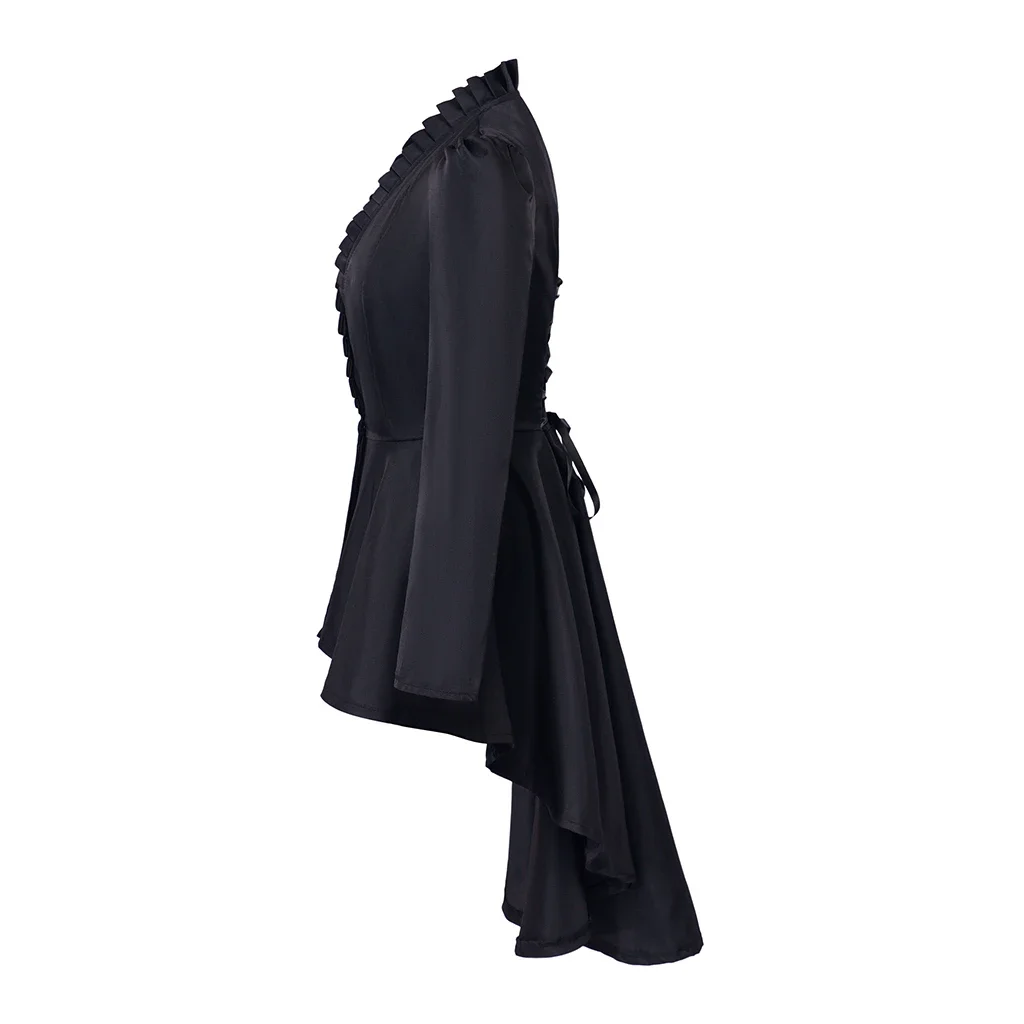 Victorian Gothic Cosplay Costume Black Tuxedo Tailcoat Womens Retro Steampunk Jacket Long Waistcoat Jacket Top Halloween - view 3