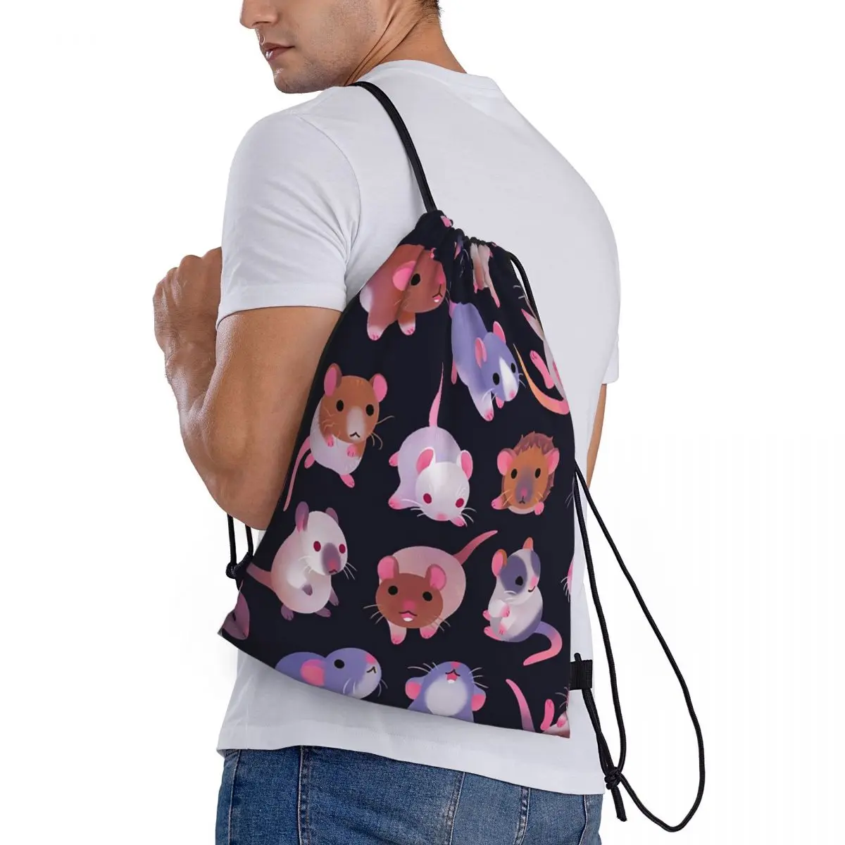 

Fancy Rat - Dark Backpacks Fashion Drawstring Bundle Pocket Storage Bag Book Bags for Travel School