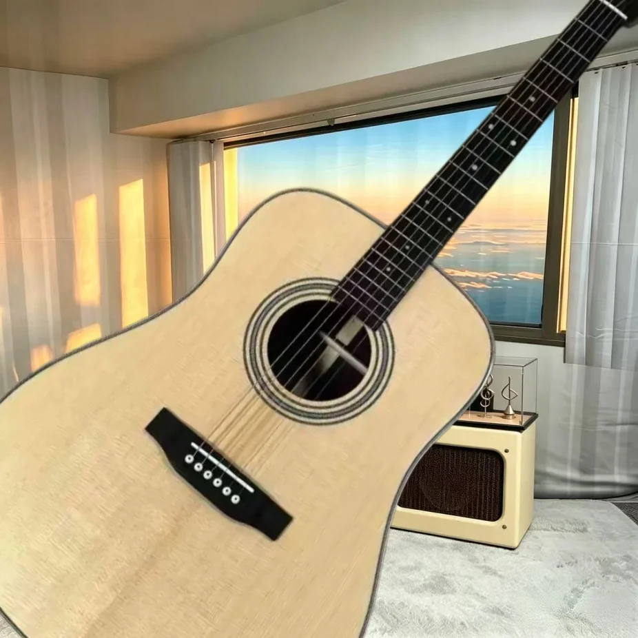 D28 41‑Inch Dreadnought Natural Acoustic Folk Guitar Spruce Top Mahogany Back‑Sides Beginner Sing‑Play Practice Guitar Adults