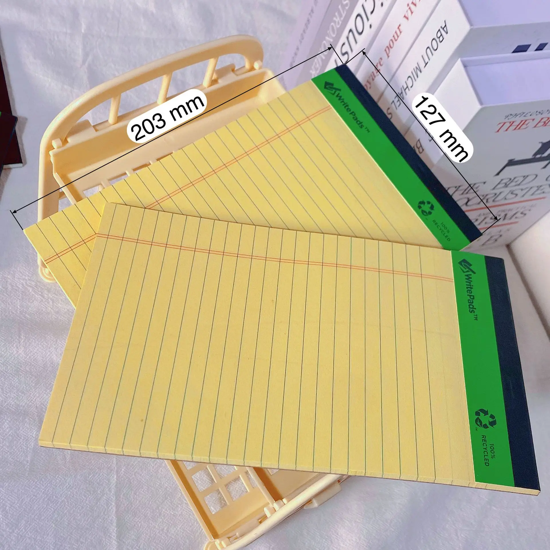 Notebook Tear-Off para Estudantes, Memo Pad Agenda Diária, To-Do Forrado Livro, Papel Branco e Amarelo, Material Escolar, 50 Páginas, A4, A5