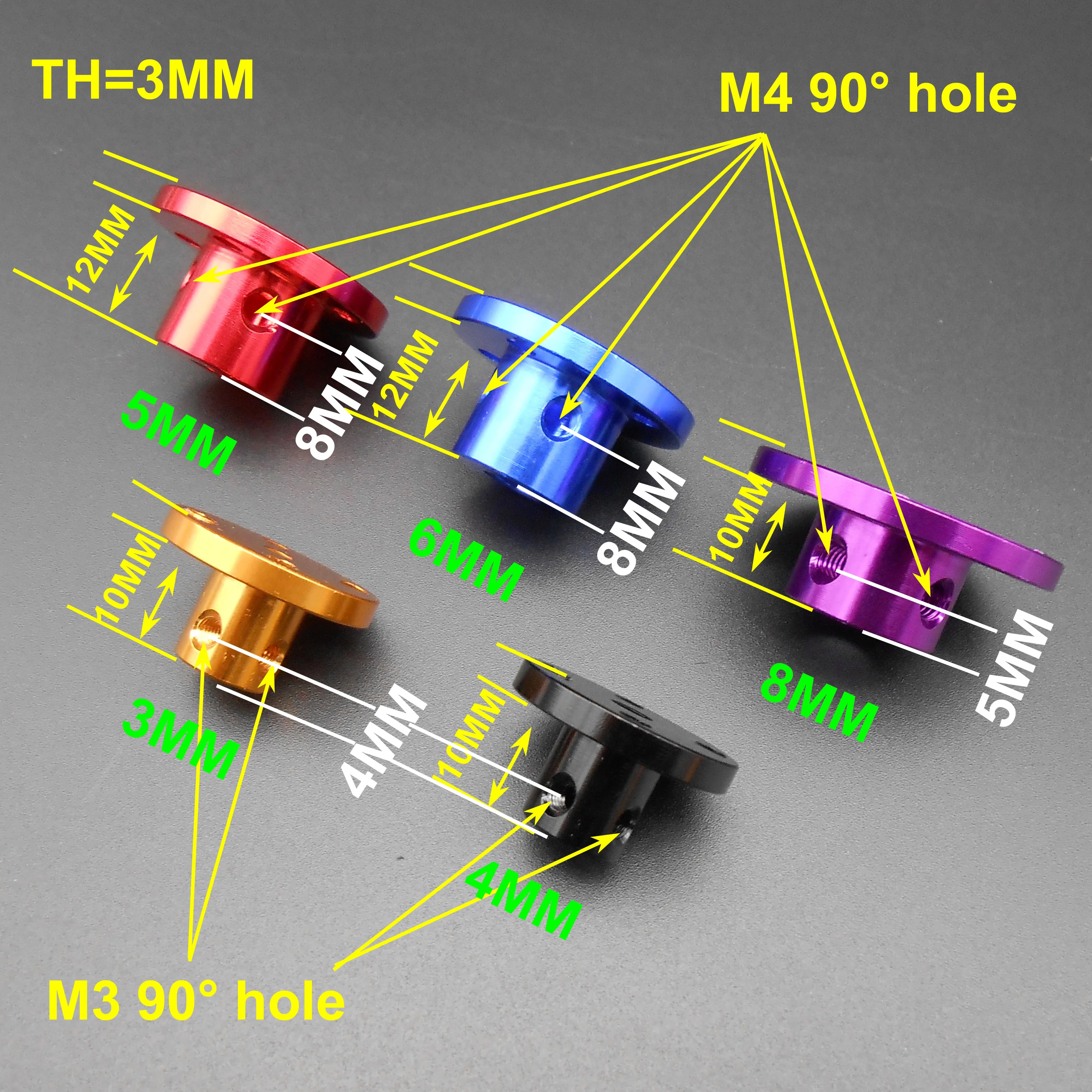 100Pcs/Lot 3MM 4MM 5MM 6MM 8MM Aluminum Alloy Rigid Flange Coupling Guide Shaft Axis Fixed Seat Optical M3 M4 M5 M6 M8 7 Colors