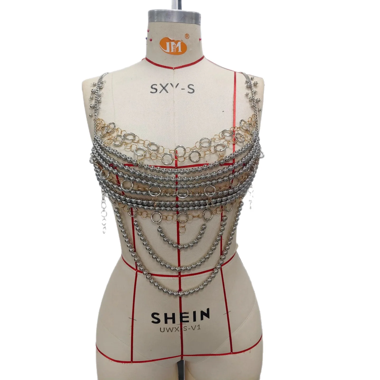 ヨーロッパ＆アメリカのホットガールズ スパークリングダイヤモンドボディチェーン 多層手作りコリエネックレス セクシーな音楽祭衣装