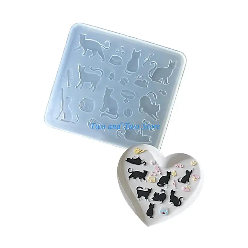 HX6F Cats Shaped Silicone Mould For Baking Chocolate Ice Cubes And Dessert Making