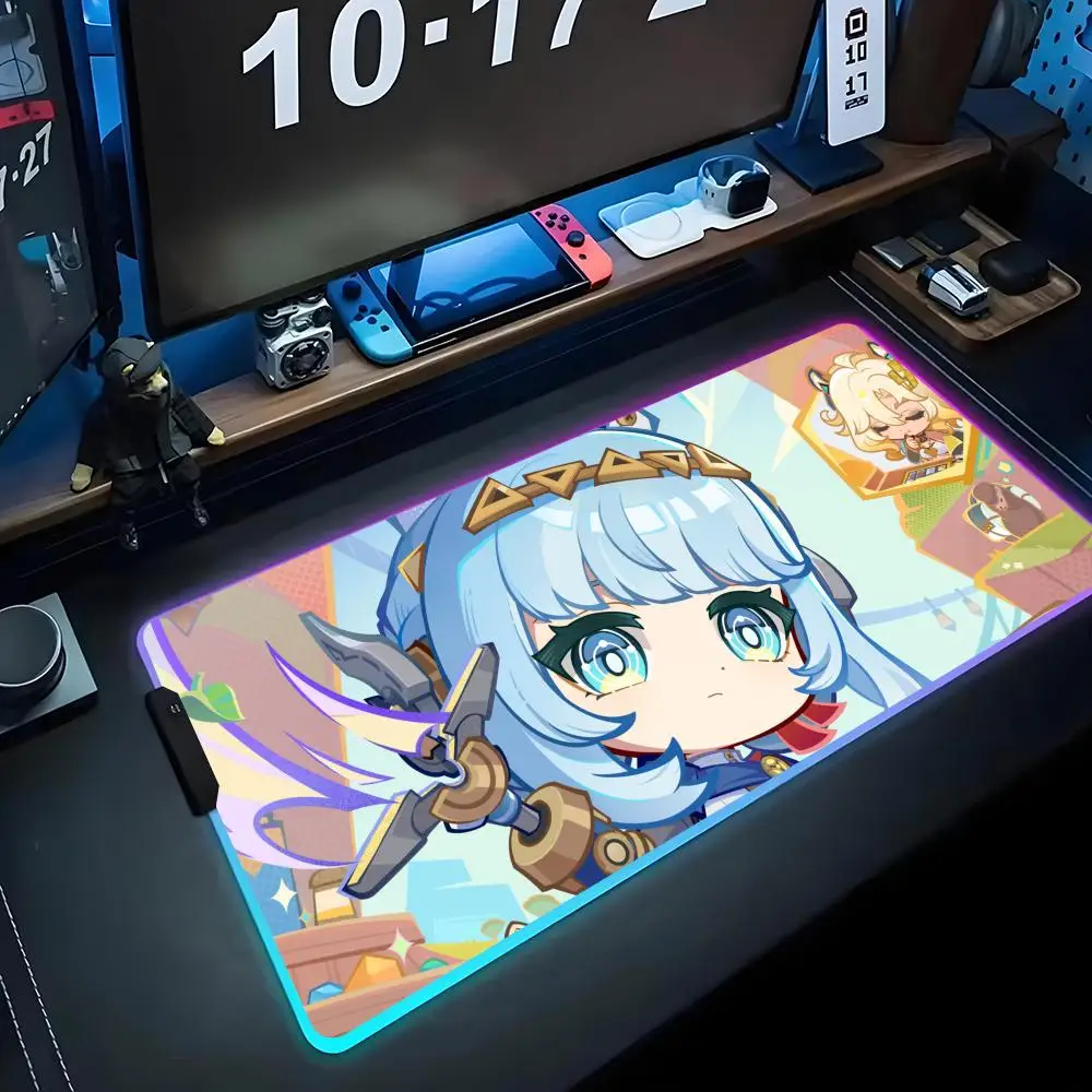 

ineffa Mouse Pad RGB Gaming Mousepad Big LED Pad PC Desk Mat Luminous Mouse Pad Large Keyboard Mats Table Rug With Backlit