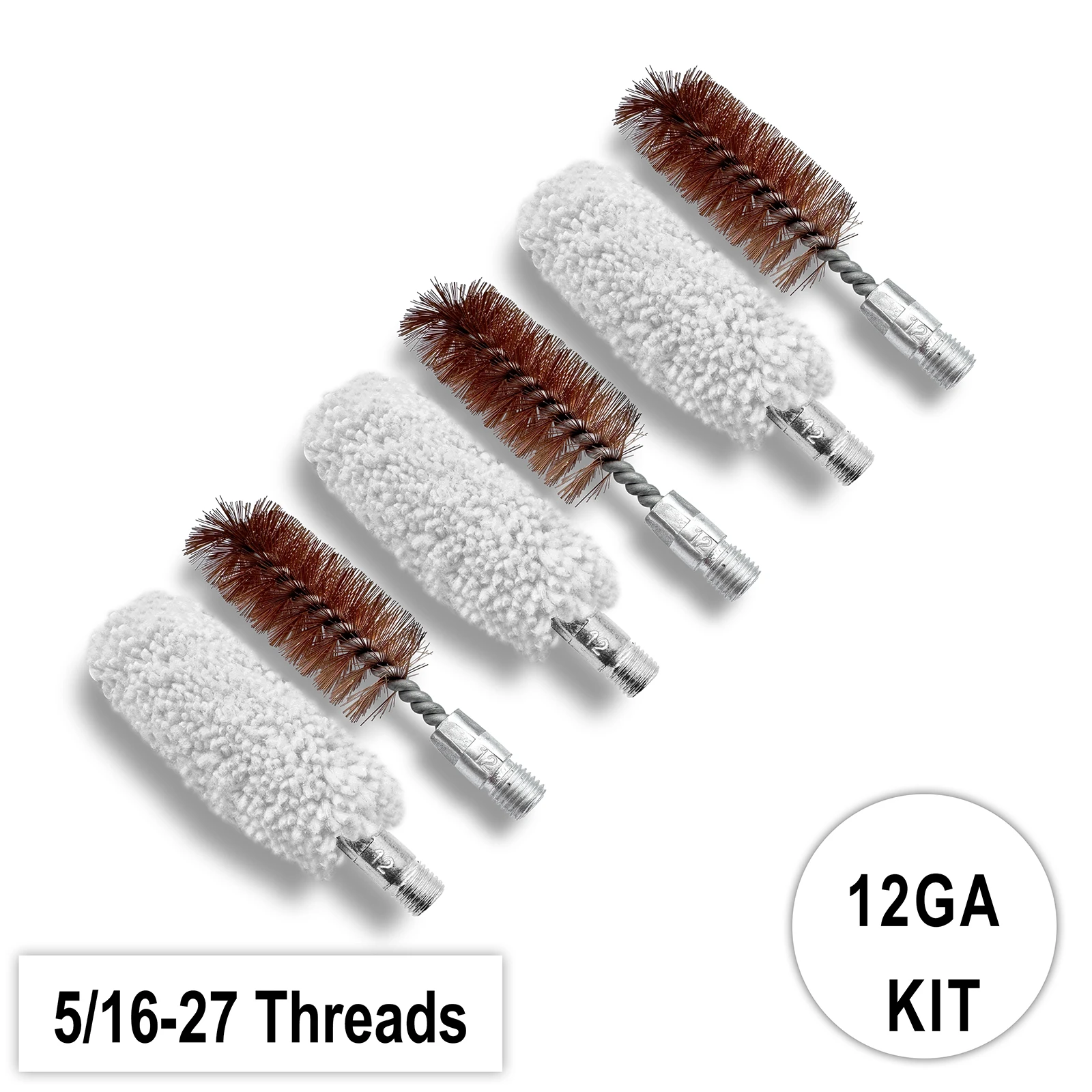 XXLIYA Gun Cleaning Bore Bronze Mop Brush Set 12GA .22/.223/.30/.44/.38 Cal 9mm Chamber Cleaning Kit for Shotgun Pistol Rifle