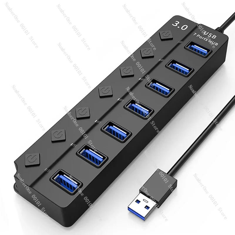 7-Port USB 3.0 Hub with Independent Switches, Multi-Port Splitter for Laptop & Desktop Computer