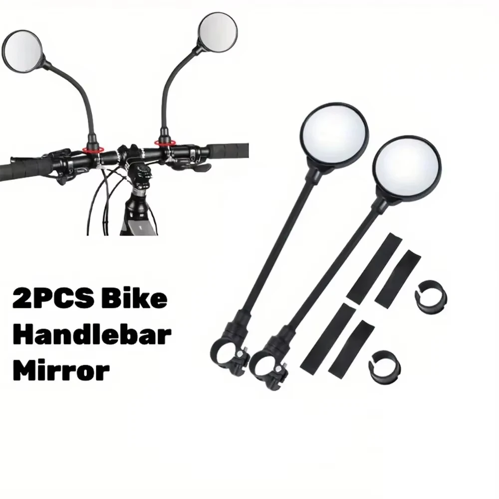 360 Rotatable Bicycle Rearview Handlebar Mirrors for MTB Road Bike Motorcycle Bendable Hose Adjustable Rearview Mirror 1/2PCS