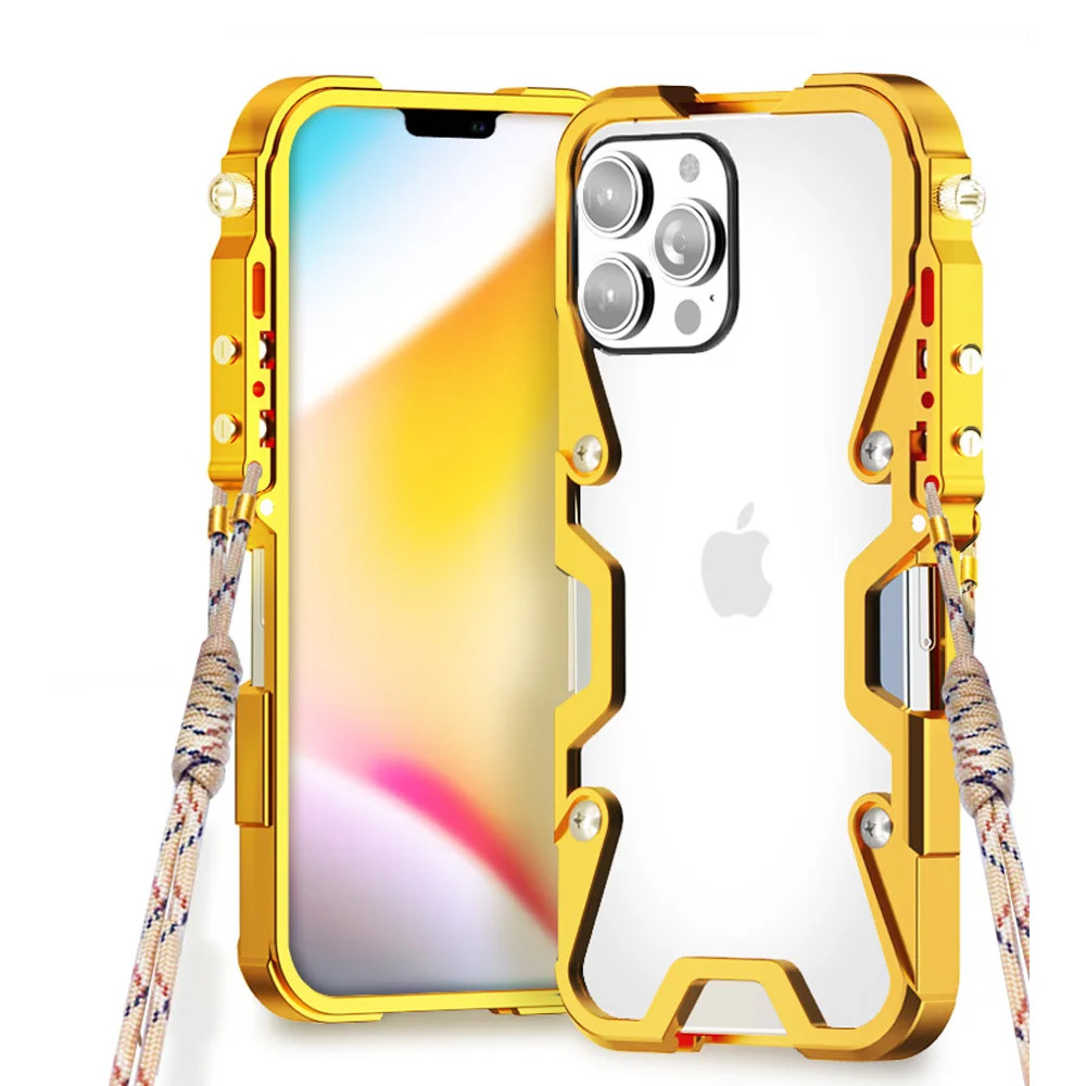 

Glossy mechanical arm Metal Case For iPhone 15 13 14 12 Pro Max Case Aluminum alloy Bumper Frame Young Phone Cover Funda