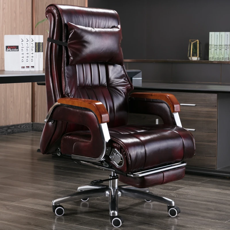 Fauteuil de Bureau Inclinable en Cuir, Design Roulant, Confortable, pour Ordinateur, Travail, Gamer, Mobilier de Maison