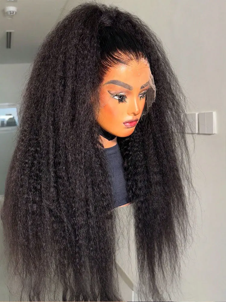 Parrucca anteriore in pizzo 13x4 diritta crespa Parrucche Glueless 5x5 Parrucca diritta Yaki diritta crespa per capelli umani per donna Densità 250%