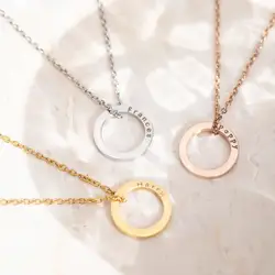 Customized Halo Necklace Circle Pendant Personality Engraved Jewellery Custom Names Date Mother's Day Gift Birthday Present