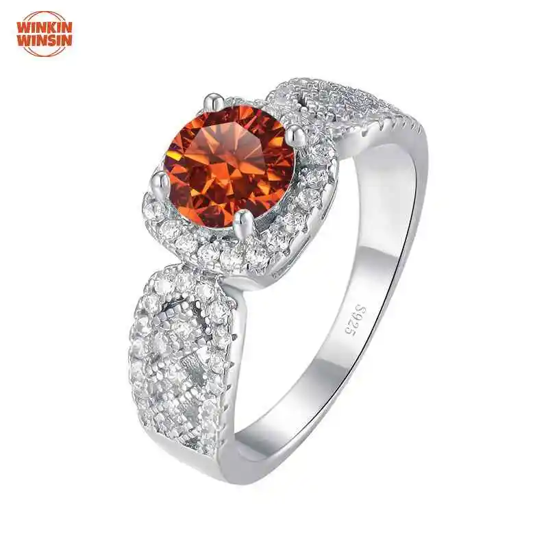 

Winkin Winsin S925 Sterling Silver Lace Square Setting 1 Carat Moissanite Women's Silver Ring