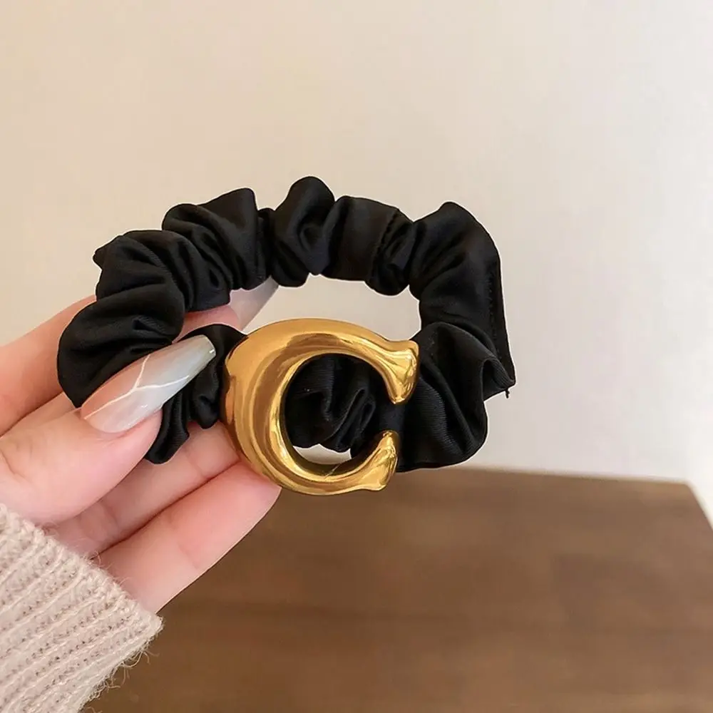 French Chic Letter Black Velvet BB Hair Clip Women Simple High Sense Letter C Wide Hair Band Hairpin Hair Rope Hair Accessories