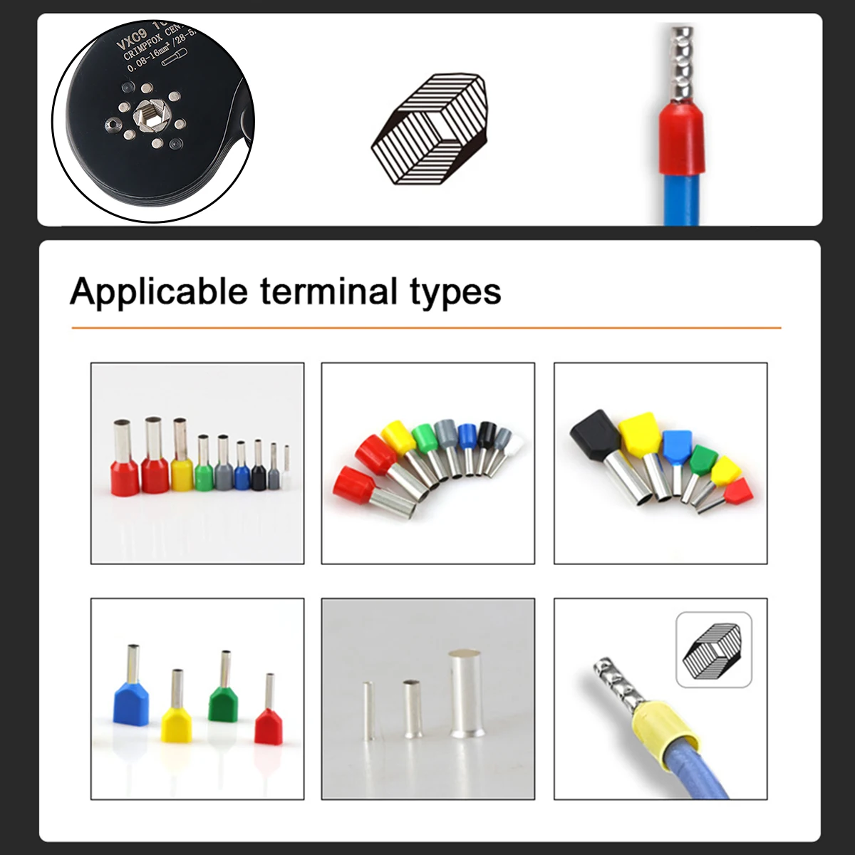 Ferrule Terminal Connectors Hexagon Crimping Pliers HSC8 6-4/6-6 VXC9 16-6 Ratchet Electrical Tools Mini Electrical Pliers