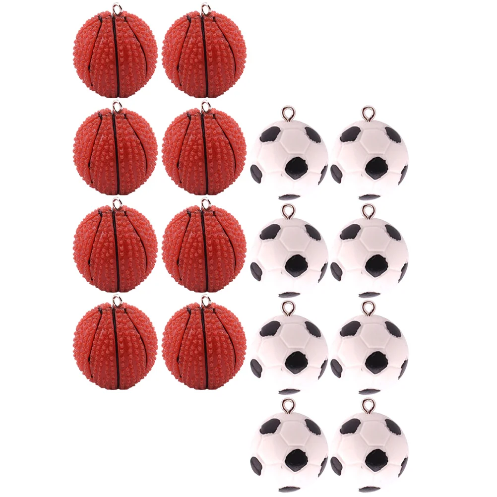 16 Uds. De dijes de balón de fútbol, colgante de baloncesto y fútbol, accesorios para hacer manualidades, pendientes