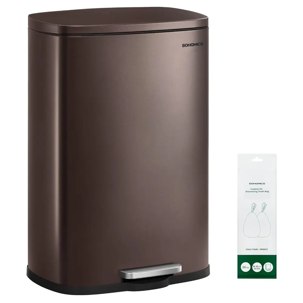 

20-Gallon (75 L) Trash Can, StainlSteel Kitchen Garbage Can, Recycling or Waste Bin, Sot Close, Step-On Pedal, Removable Inner B