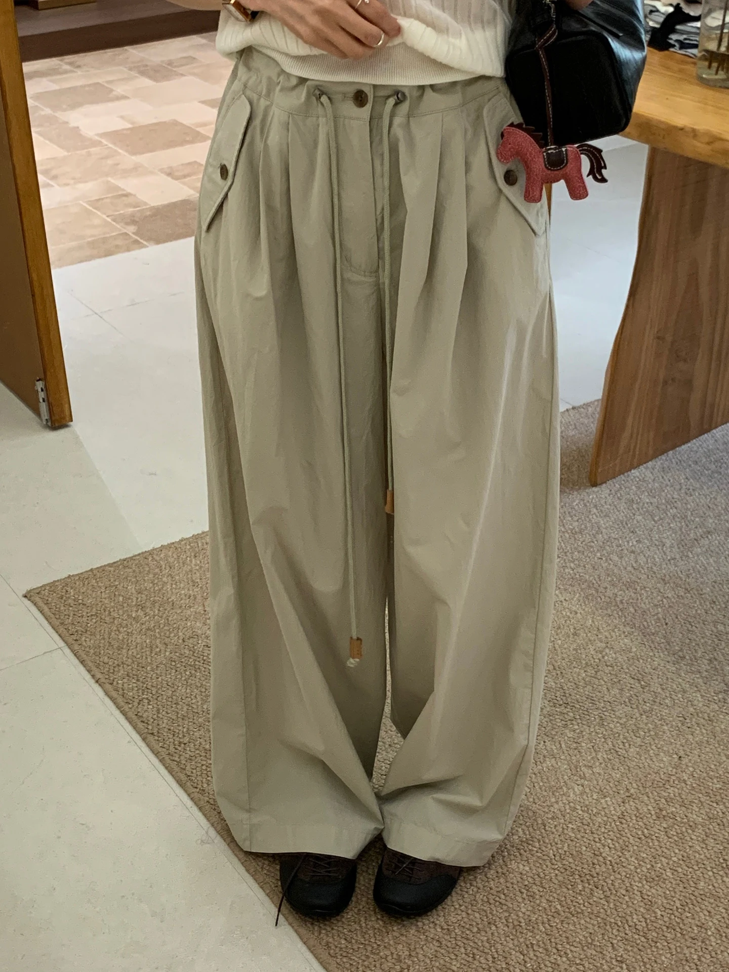 

Khaki Color Korean Style Casual Pants Women Loose Fit Elastic Waist Slimming Versatile Wide Leg Long Pants Spring Summer New ...