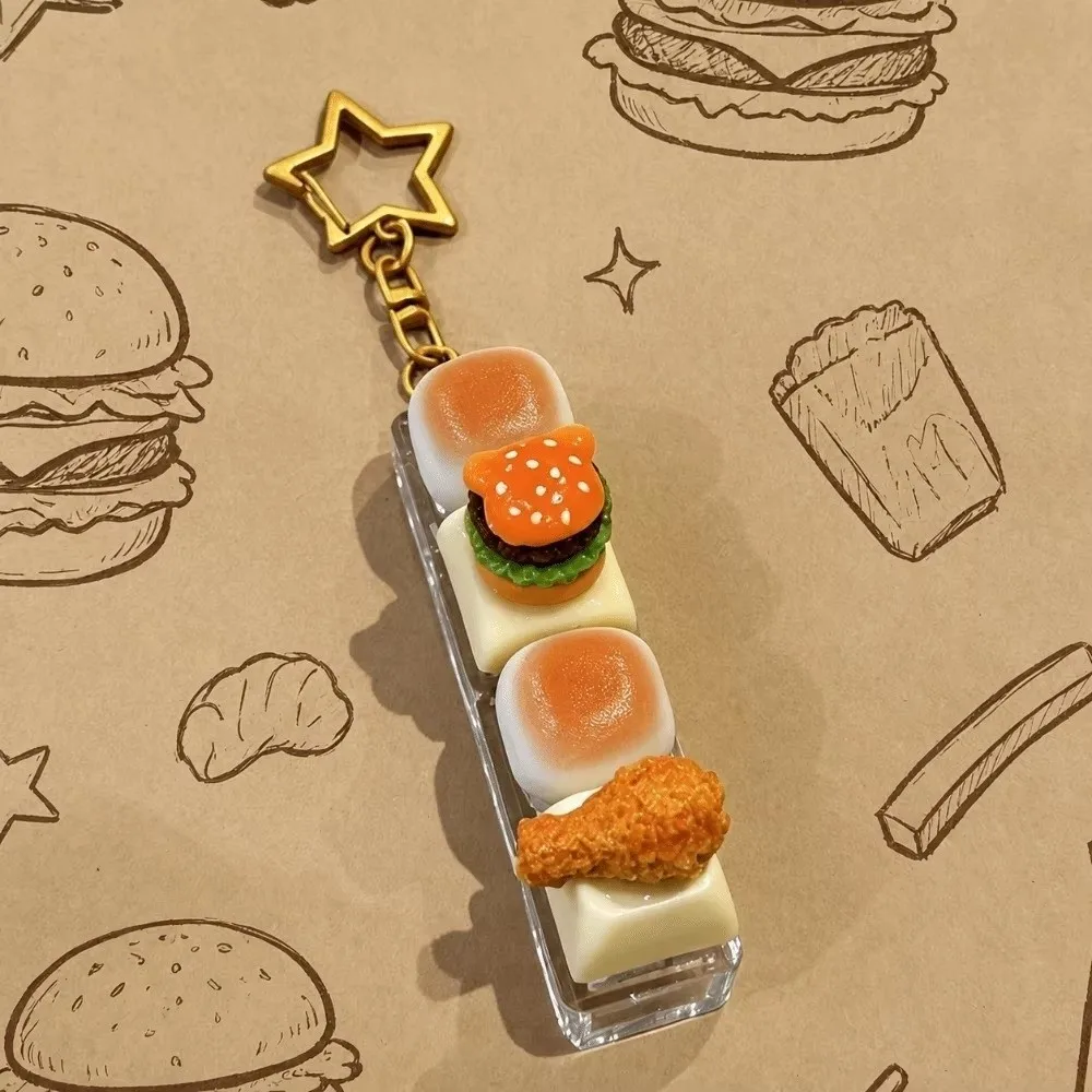 Simulated Fidget Keychain Calming Design Pass The Time Finger Button Keychain Bread Keycap Stress Relief Clicker Pinata Filler
