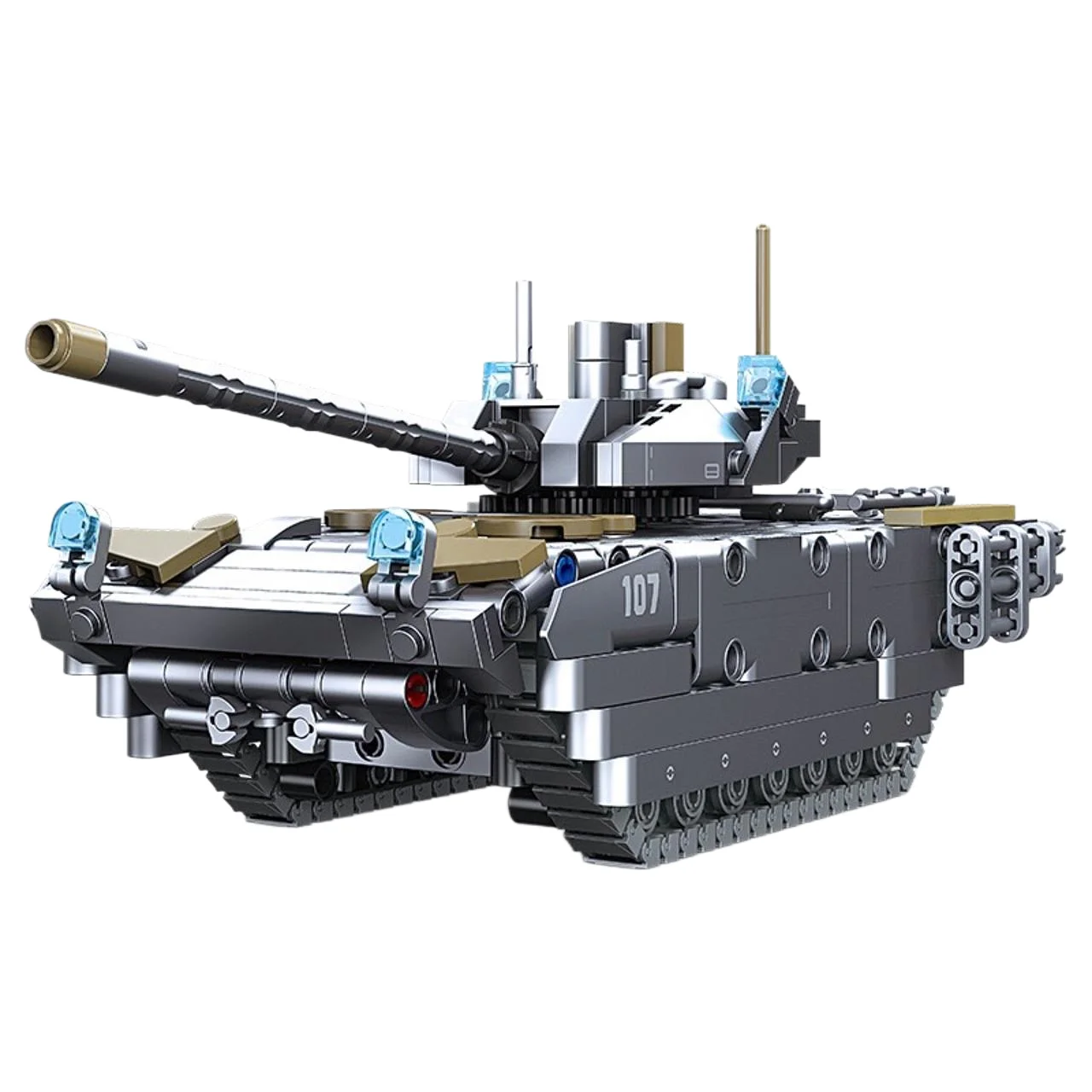 MOC UCS 58115 T-14 Main Battle Tank Simulation Track Model Military Building Blocks Boys DIY Assembling Brick Toys Silver