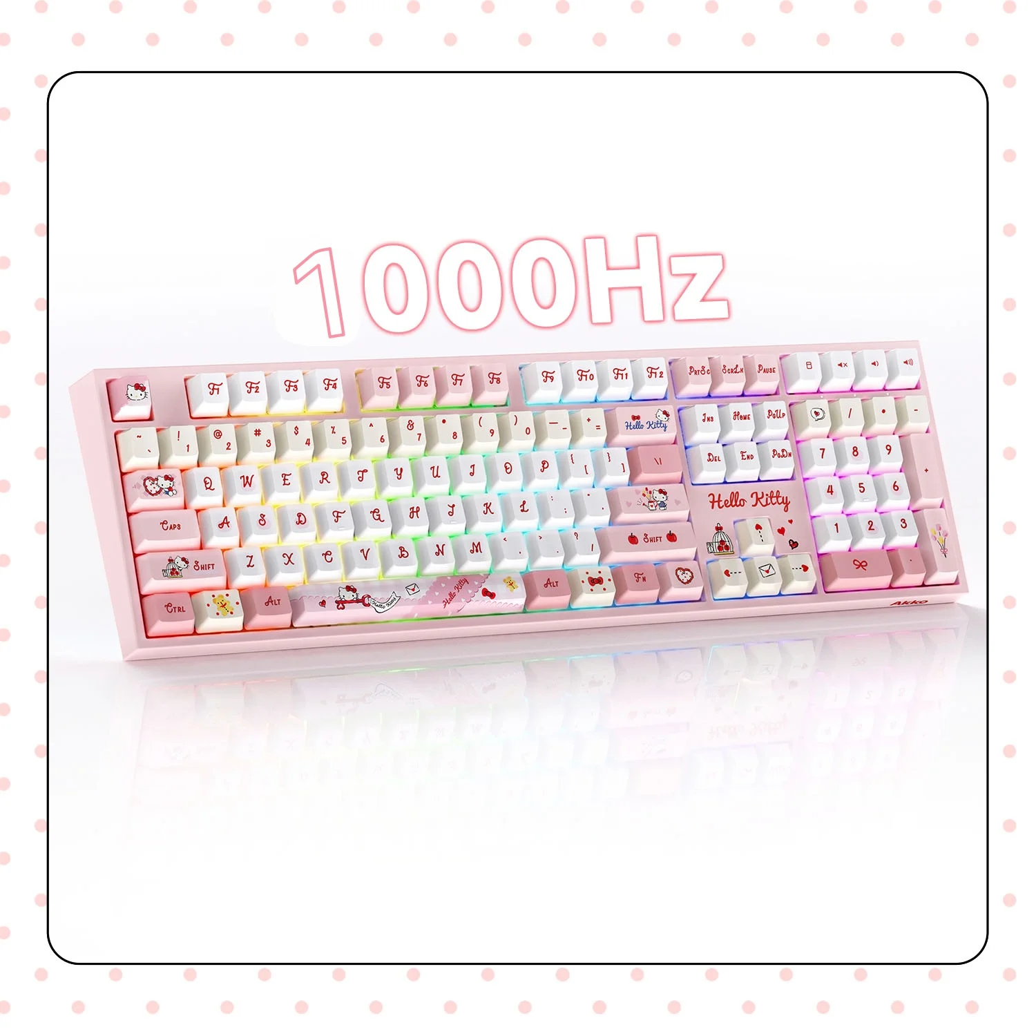 Akko 5108 V5 Mechanical Keyboard Hello Kitty 100% Full Size 1K ARGB Hot-swappable Type-C/2.4G&BT Wireless Custom Gaming Keyboard