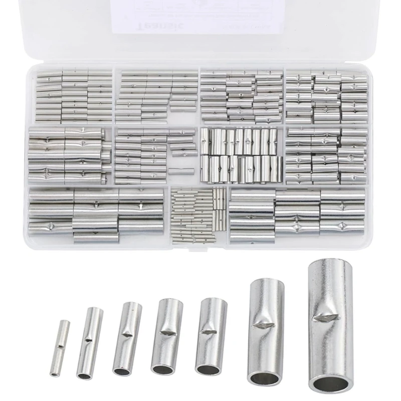 

300Pcs Butt Wire Connector Tinned Splices Crimp Terminals Sleeve Bare Terminals Crimping Connectors Enduring Dropship