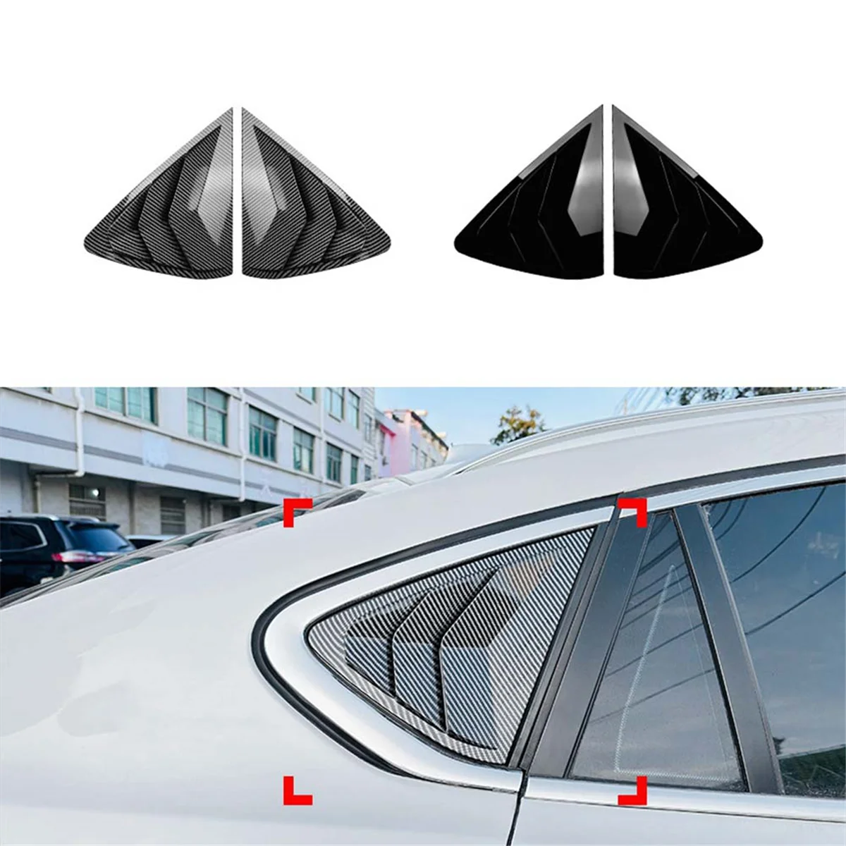 Car Rear Window Shutter Cover Trim Window Louver Side Vent Trim for BMW X6 F16 2015-2019 Carbon Fiber