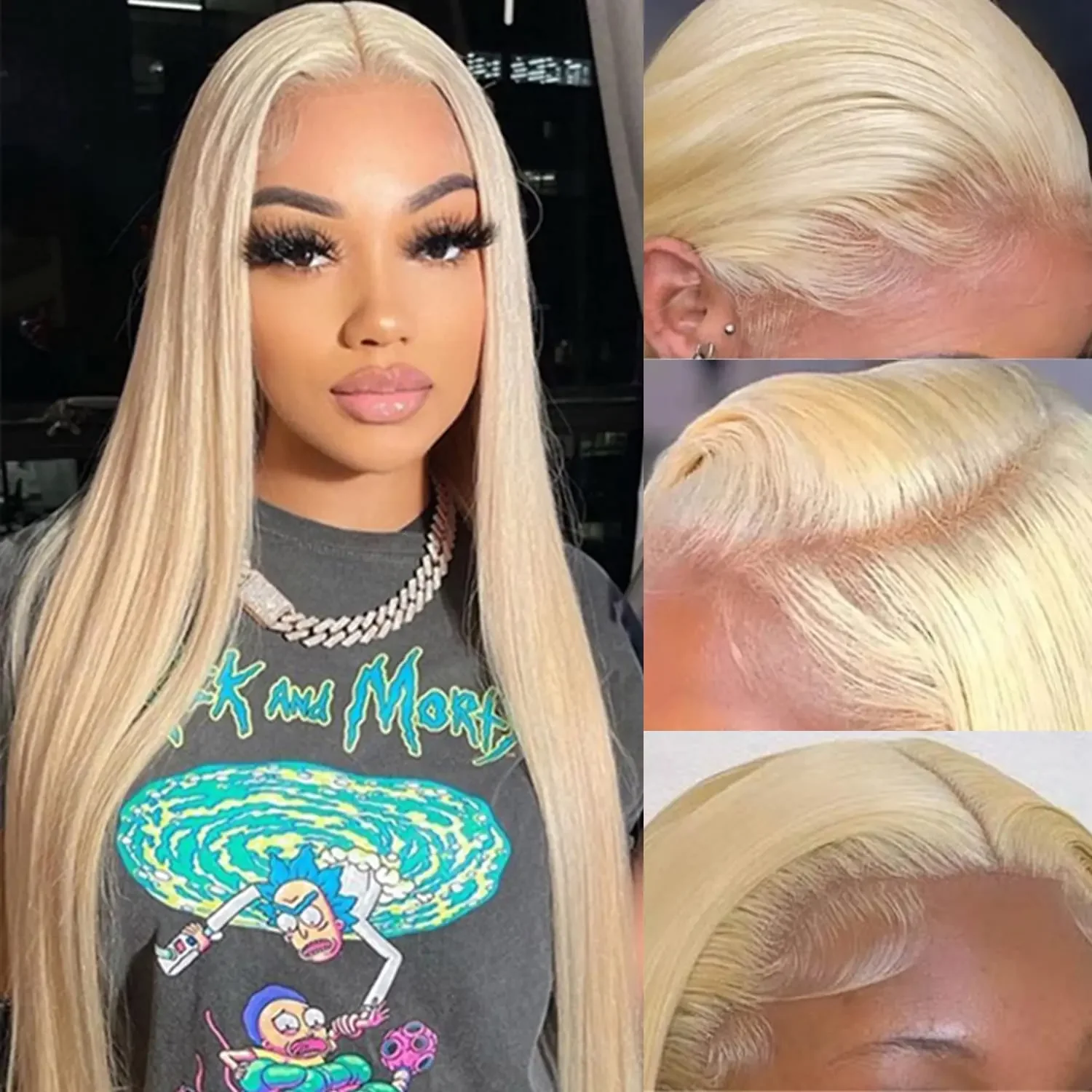 180% Density 13x6 613 Blonde Straight Lace Frontal Human Hair Wigs 36 inches Wig Brazilian HＤTransparent Lace Frontal Wigs