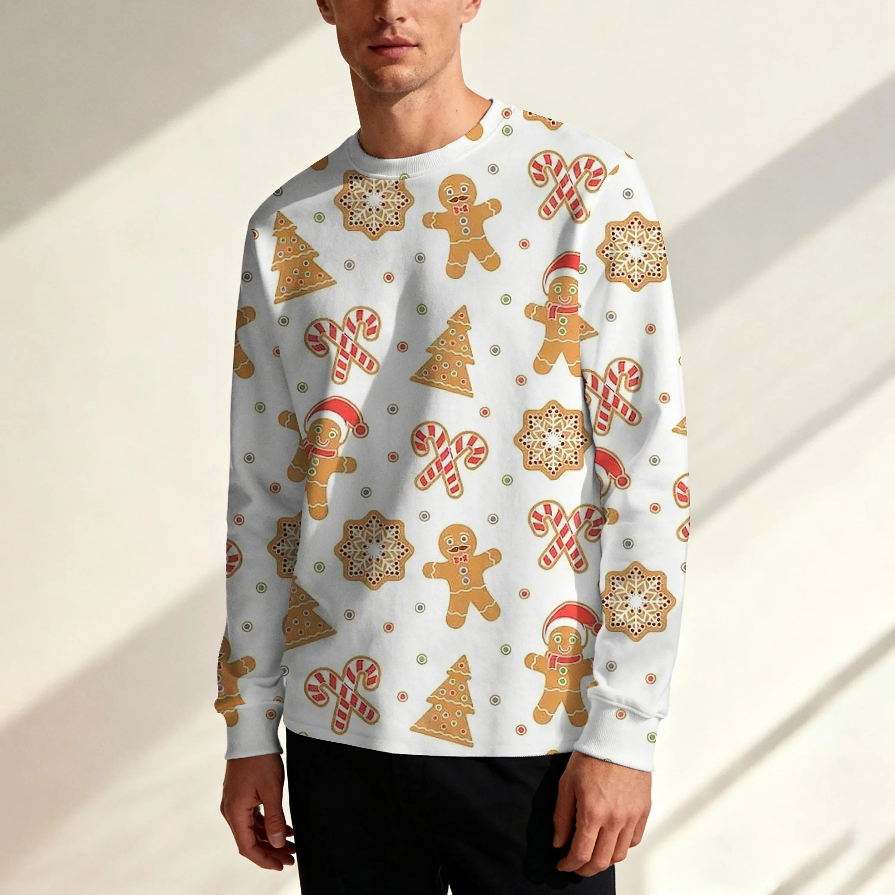 

Мужская толстовка с длинным рукавом на осень и зиму, рождественский дизайн «коничный человечек», праздничный роскошный стиль, идеально подходит для новогодних вечеринок,