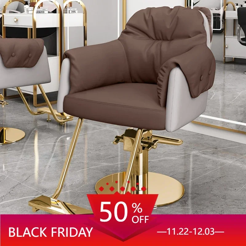 Hairdressing Luxury Professional Barber Chair Swivel Lift Perm Barber Chair Hair Dyeing Silla De Barbería Salon Furniture