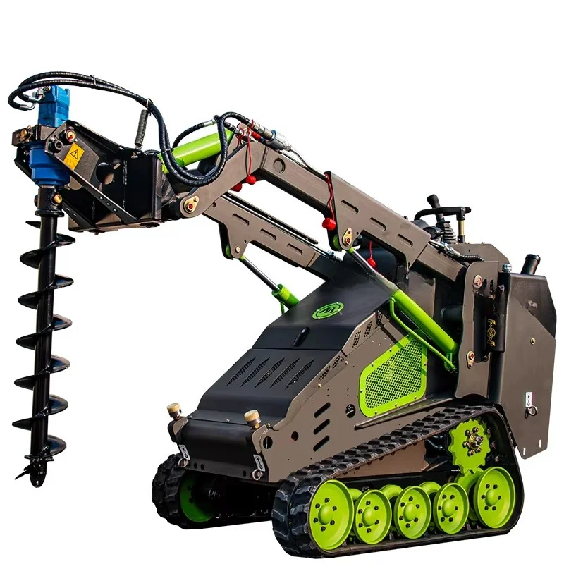 Vmeng Factory Direct Sales Free Customization Track Skid Steer Loader Mini Skid Steer Loader with Hydraulic Auger Attachments