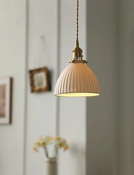 Japanese Ceramic Pendant Lights Scandinavian Light Luxury Pendant Lamp for Living Room Bedroom Dinning Room Kitchen Island