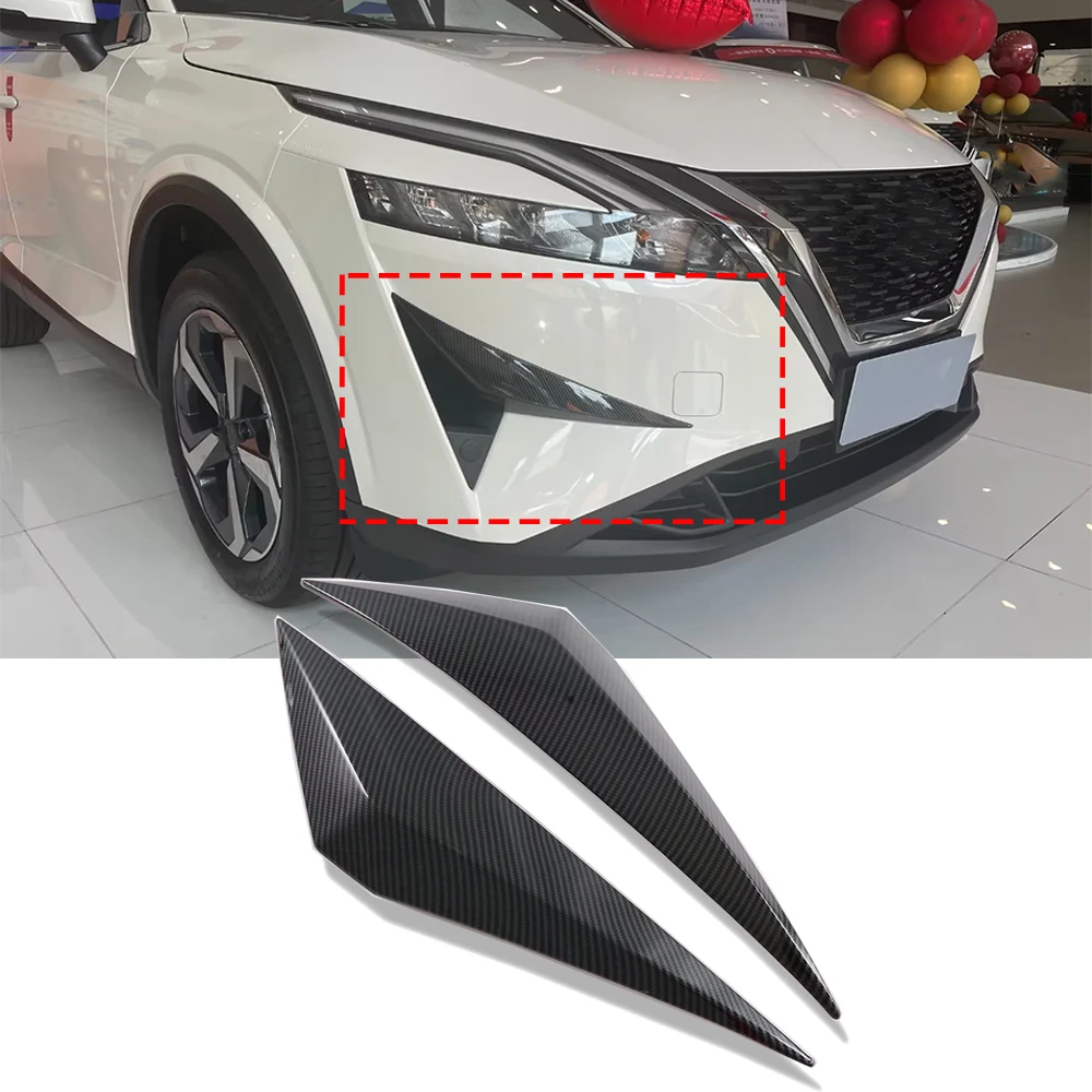 

For Nissan Qashqai J12 Front Fog Light Eyelid Decoration Cover Trim Strips Stickers Bumper Molding Guard 2022 2023 Accessories